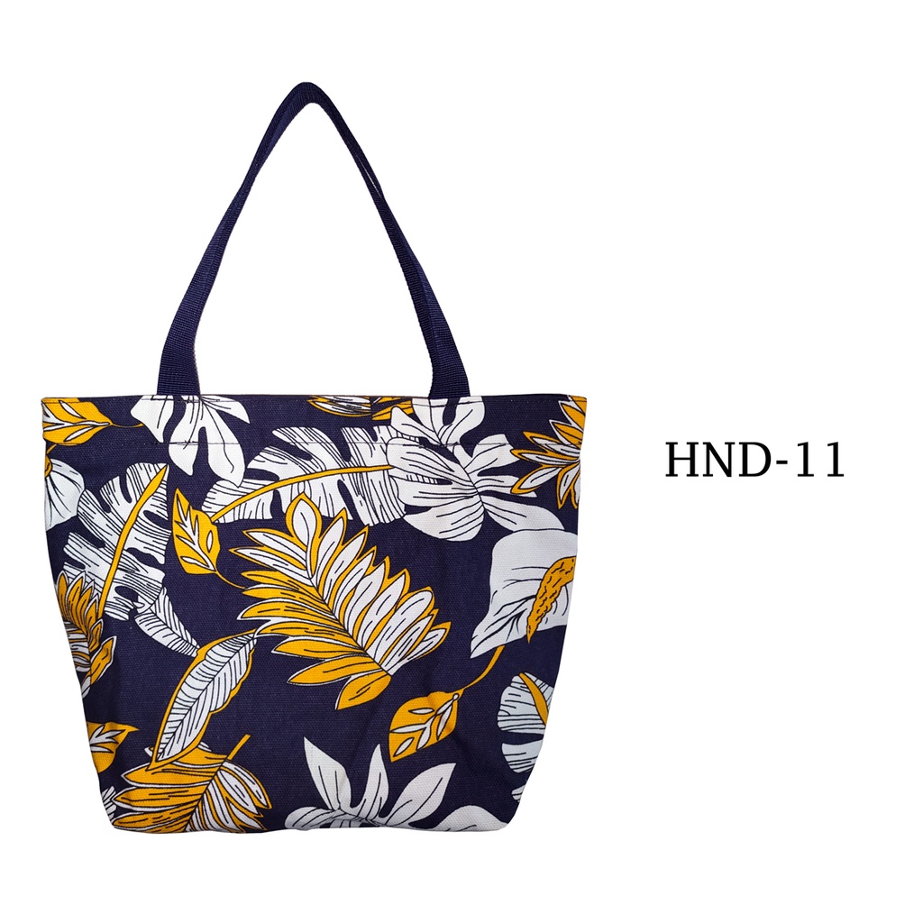 TAS KANVAS HAND BAG TAS TANGAN TOTE BAG BAHAN KAIN KANVAS TEBAL DENGAN RITSLETING MOTIF HND-11