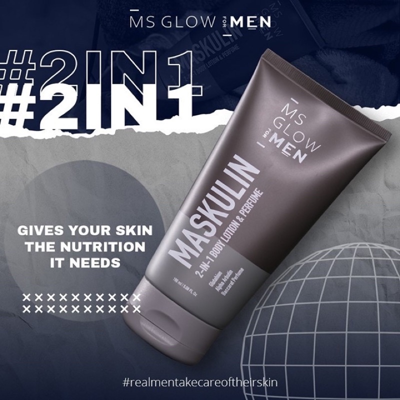 MS GLOW FOR MEN MASKULIN BODY LOTION & PARFUME 2in1 DV