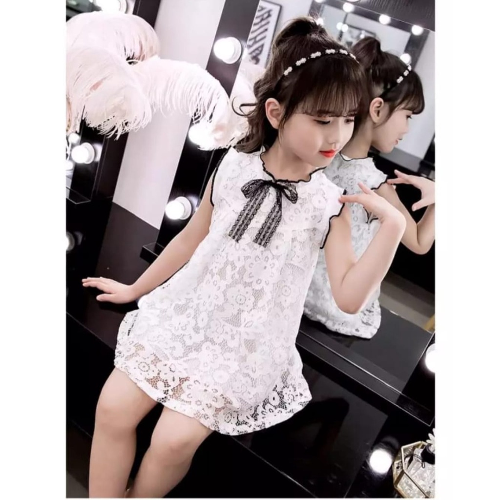 DRESS KIDS PREPI / DRESS ANAK / FULL BRUKAT / LAPIS PURING / LACE HITAM / TERBARU / TERPOPULER