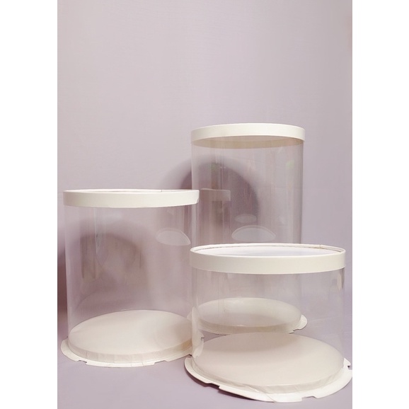 mika round cake box/kotak bunga bulat/kotak kue bulat mika transparan