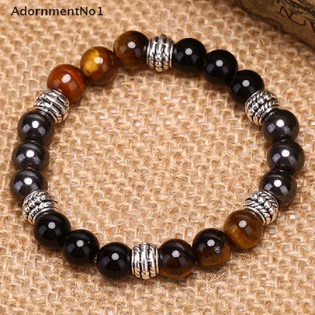 (AdornmentNo1) Gelang Manik Batu Hematite Obsidian Tiger Eye Alami Untuk Wanita