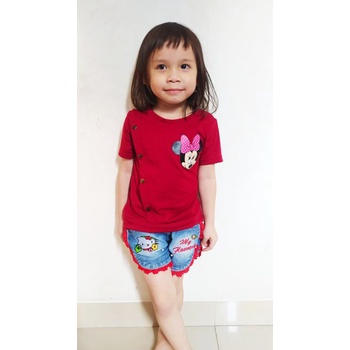 VISION ONLINE [GRATIS ONGKIR] PL94 KAOS KANCING MINNIE ANAK PEREMPUAN 1 TAHUN MURAH KOREA LUCU BAJU