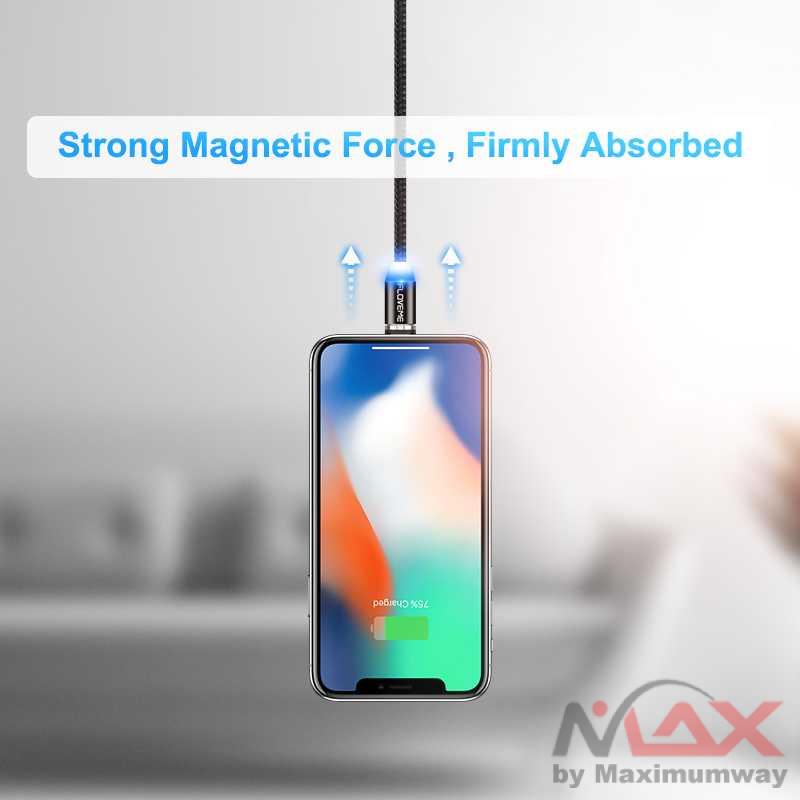 Floveme Kabel Charger Magnetic USB Type C 1 Meter Charging phone HP mobil handphone aksesoris phone FLOVEME Magnetic Cable 1m Braided Mobile LED Type C Micro USB Magnet Charger Cable For Apple iPhone X 7 8 6 10 Xs Max XR Samsung