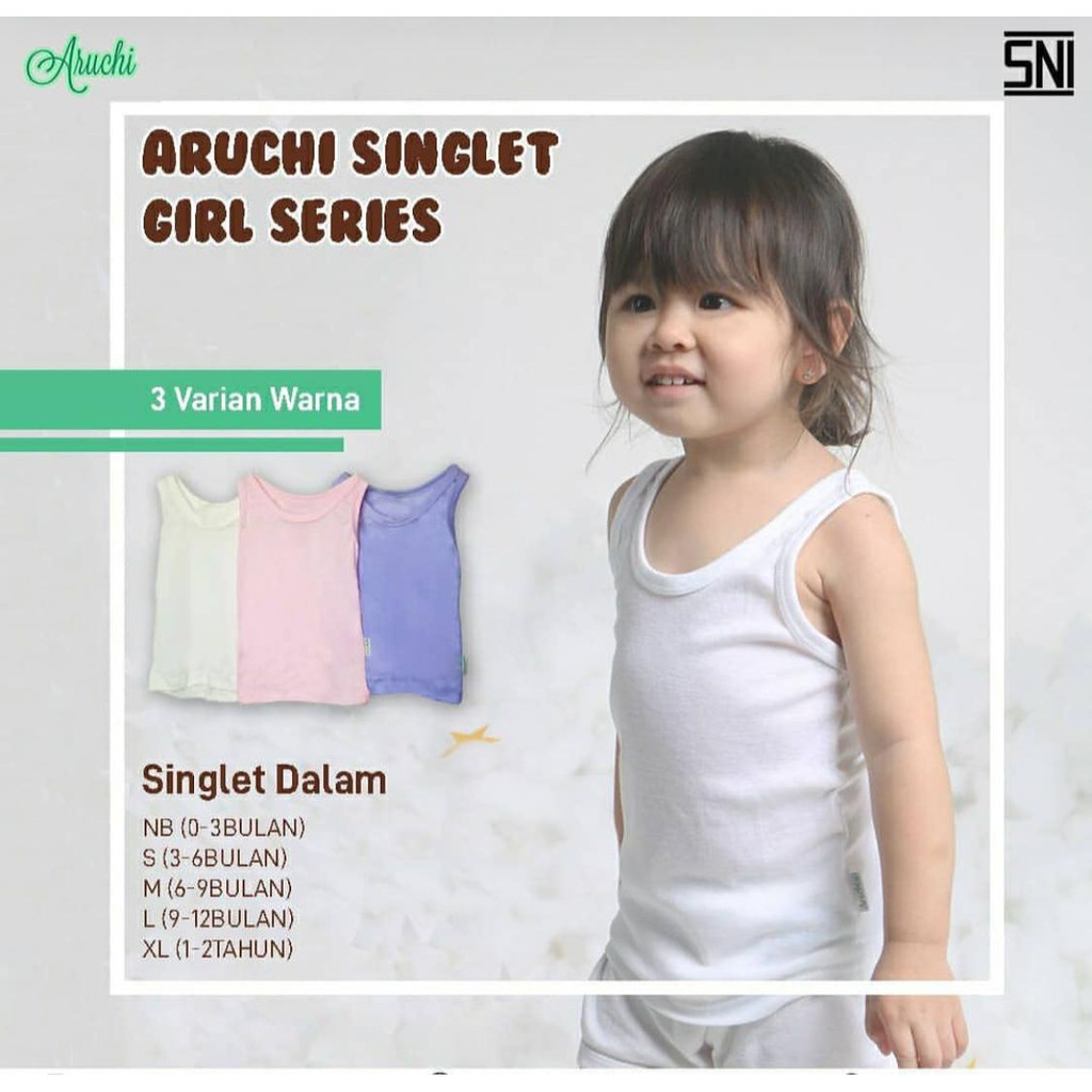 Singlet Aruchi Warna Boy &amp; Girl /3pcs (singlet dalam)