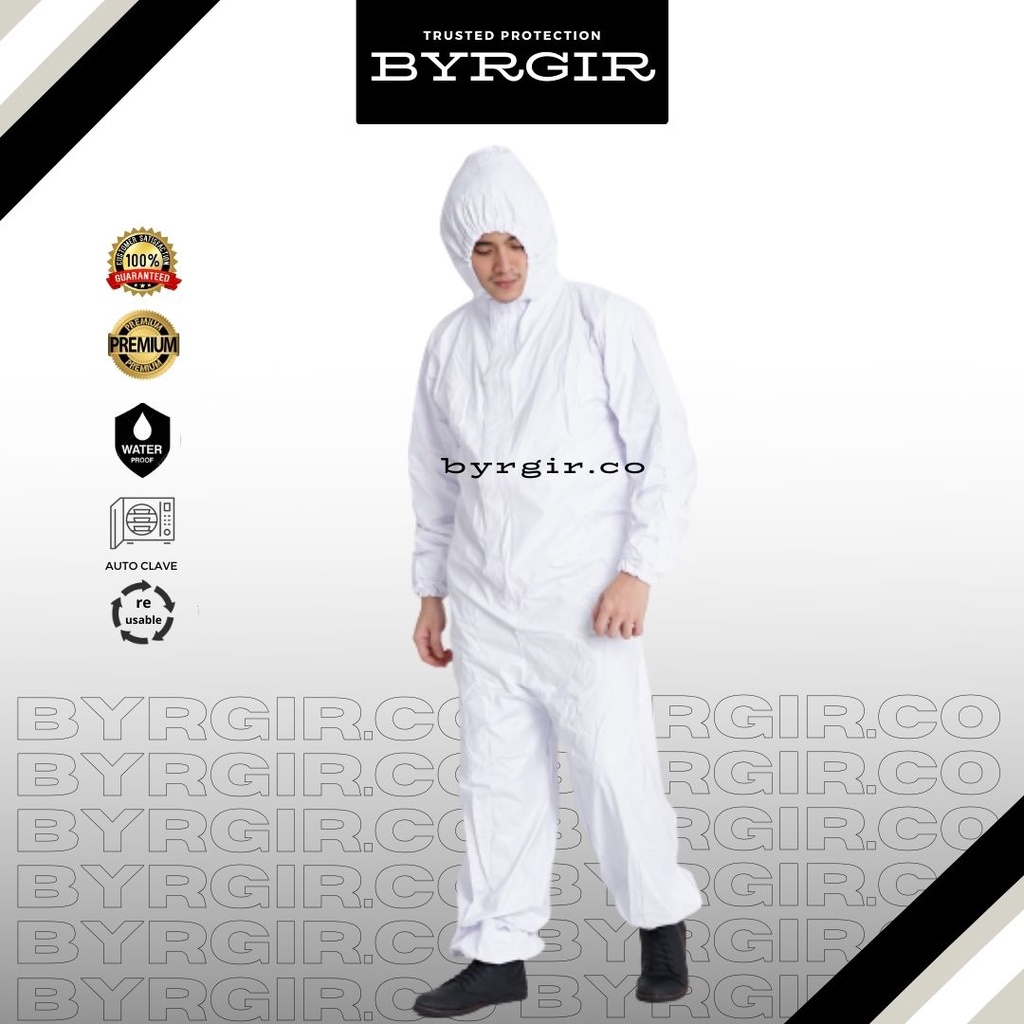 BYRGIR Reusable Coverall Hazmat Suit Baju Jubah APD Anti Virus Medis Bisa Dicuci PVC Izin Kemenkes