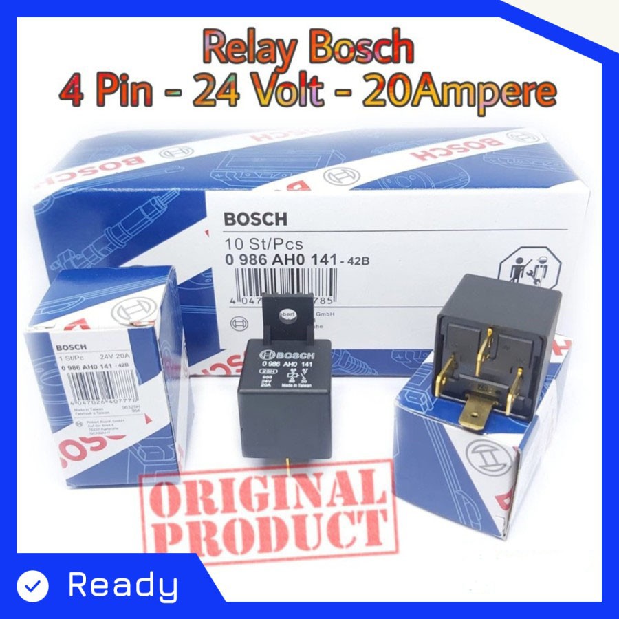 TERMURAH RELAY RELAI BOSCH KAKI 4 24V 20A BOSCH ORIGINAL RILEY MURAH UNTUK KLAKSON dan LAMPU TRUCK BUS