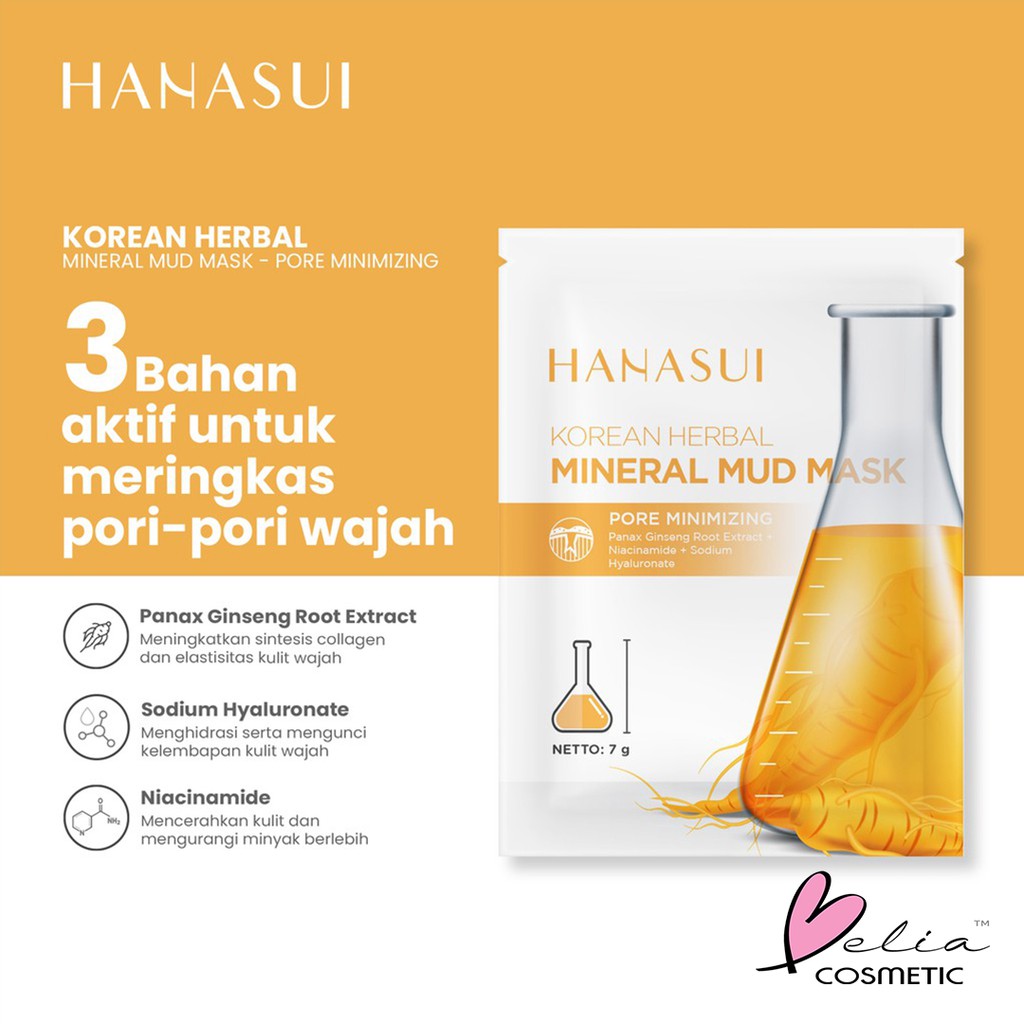 ❤ BELIA ❤ HANASUI Mineral Mud Mask ✔️BPOM Japanese Flower. Asian Heritage. Korean Herbal 7g