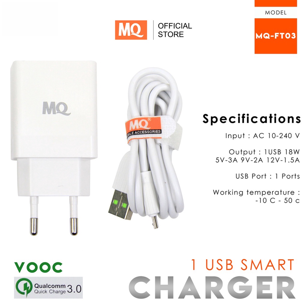 MQ 18W QC3.0 USB Fast Charging Charger Head for phone MQ-FT03