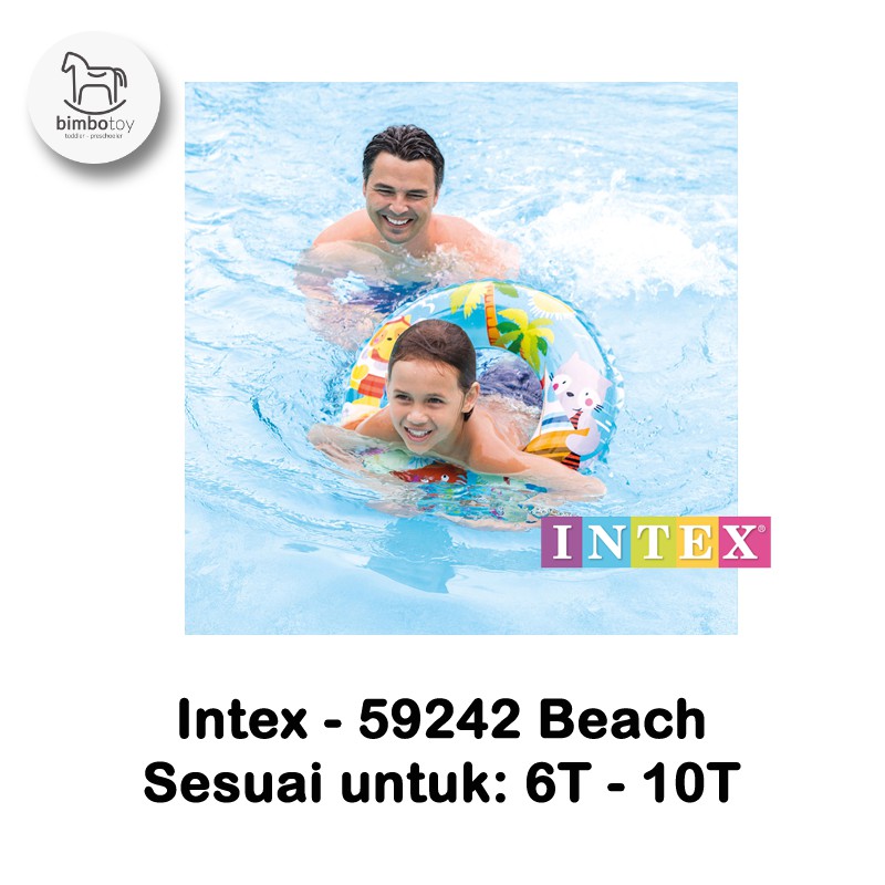 Bimbozone - Pelampung bulat Ban Renang Swim Ring - Intex 59242 Mermaid / Beach / Dino