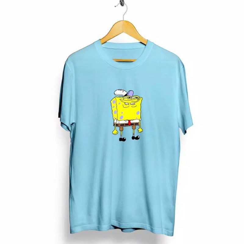 fourfashion  Kaos Pria Kaos Distro SPONGEBOOB LOOKING BLUE CN743