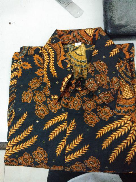 Pabrik Batik Jumbo Hrb026 Kenongo Kemeja Batik Pria Pendek Pekalongan Padi M L Xl Sogan Tulis Halus.