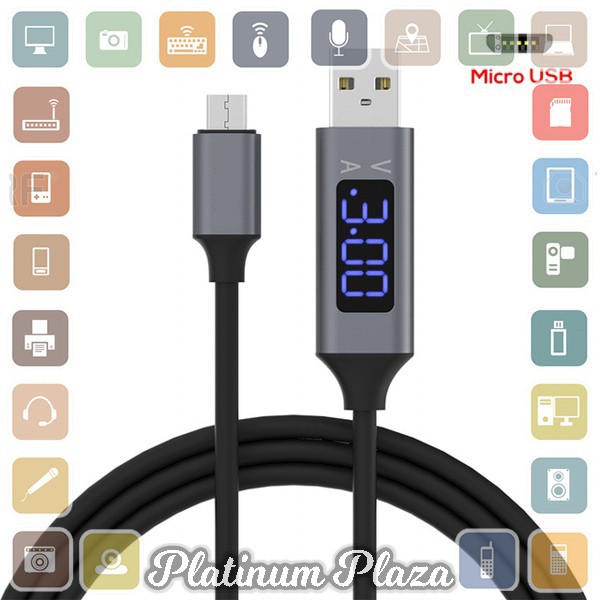 TOPK Kabel Charger Micro USB TPE 3A 1 Meter with Voltage Meter - CS0132 - Black`WLTA6C-