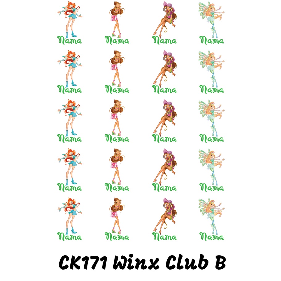

Sticker Nama Cutting Label Waterproof Tahan Air Winx Club B (CK171)