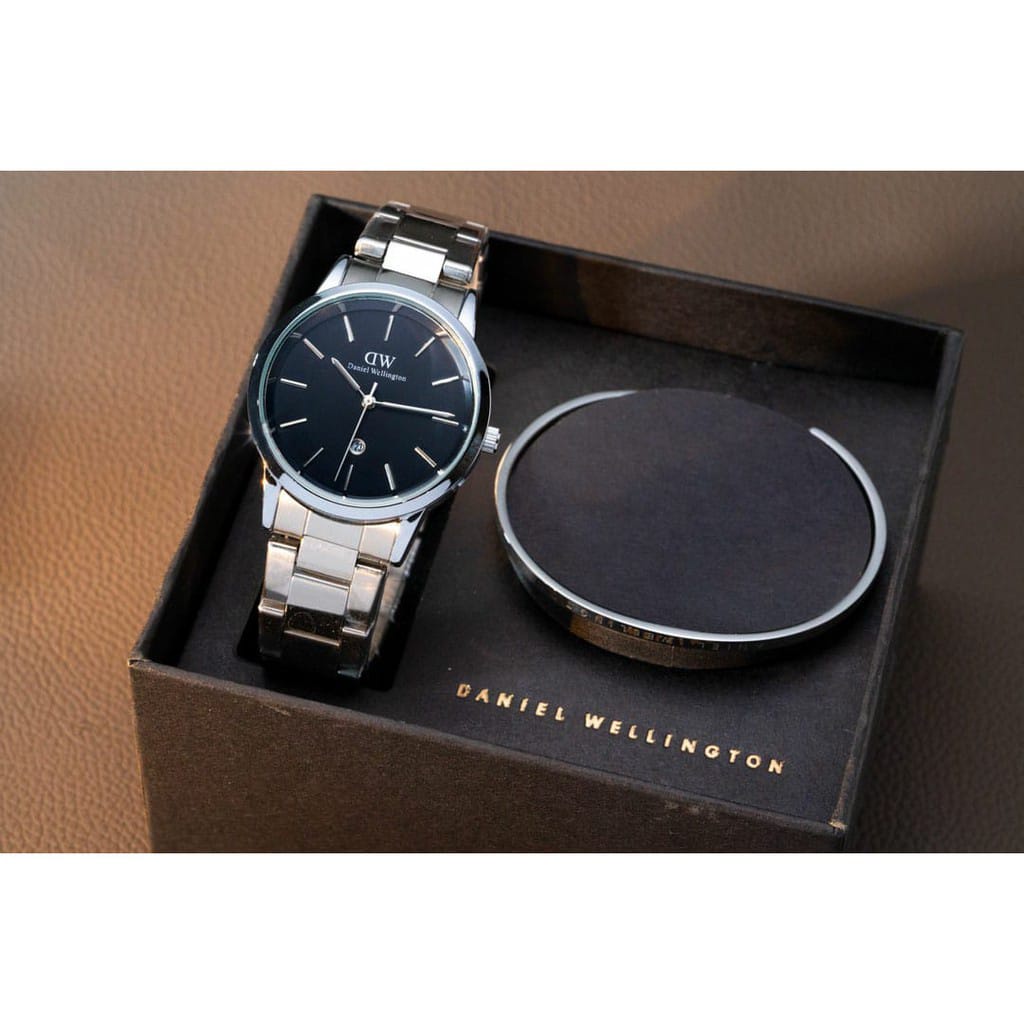 Jam Tangan Wanita Dw Iconic Rantai Stainless Mewah Fashion Cewek Elegan Free Gelang Dw Titanium