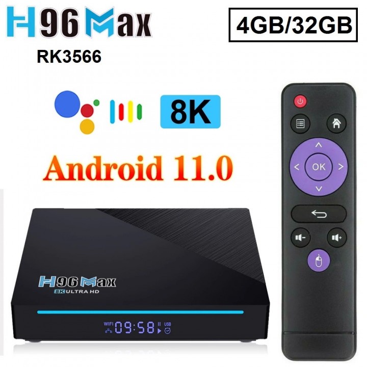 H96 MAX RK3566 - Android OS Smart TV Box 8K UHD - RAM 4GB ROM 32GB OLB5921