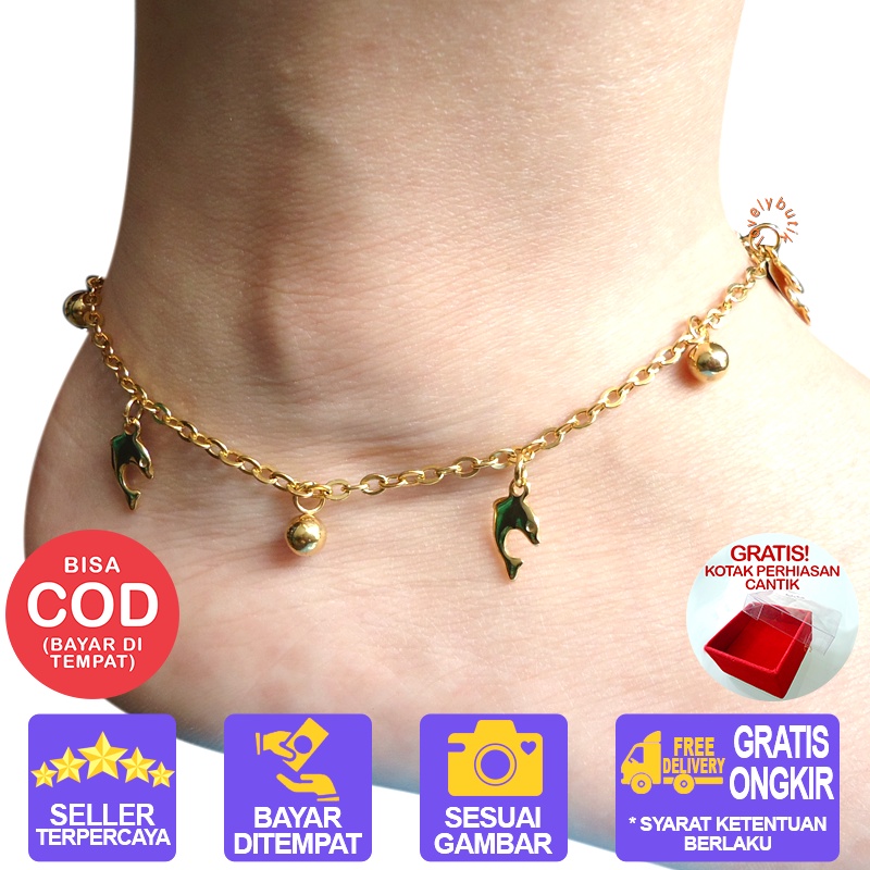 Lovelybutik - Gelang kaki Titanium anti karat Dolphin Gelang Kaki Wanita Titanium Bahan Titanium Ukuran 24,5 cm