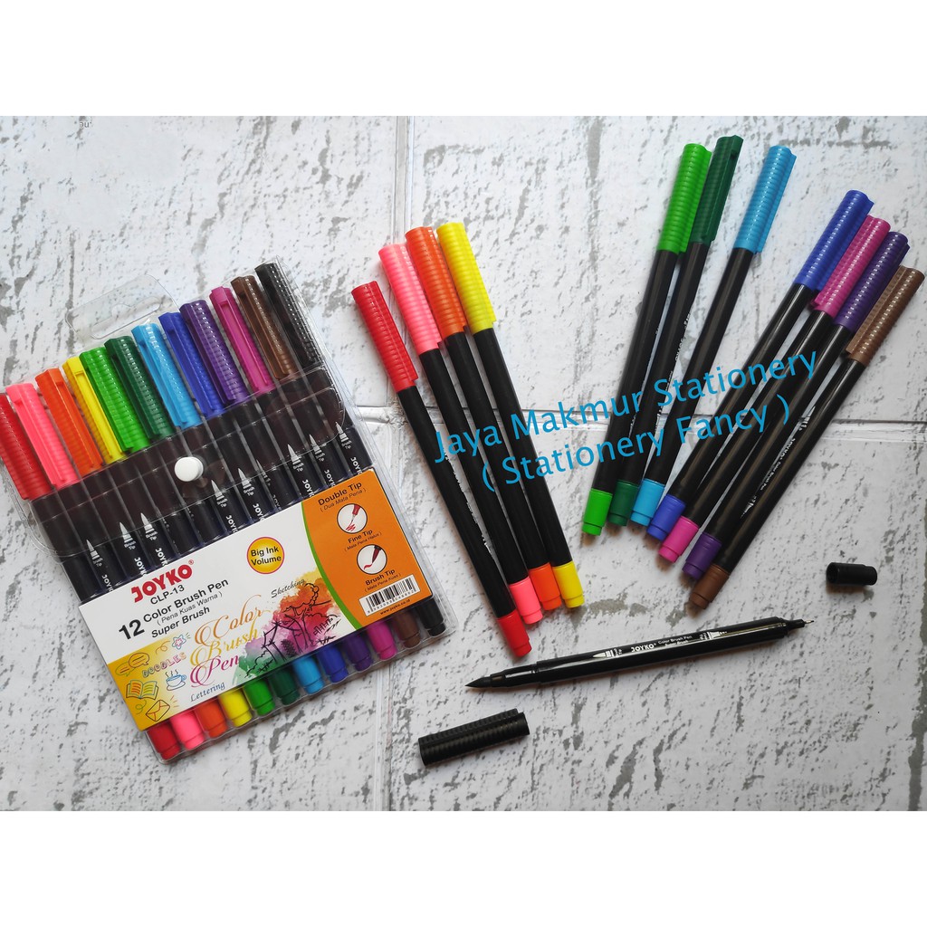 Color brush Pen joyko dual tip jumbo set 12 warna CLP-13