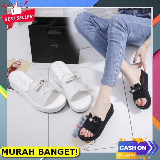 Sepatu Sandal Wedges Wanita Gesper Tali Belakang Import Premium Sendal Perempuan Dewasa Sol Tinggi 7