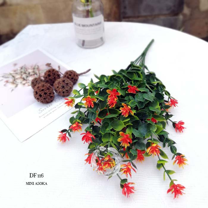 bunga asoka mini/ bunga plastik/ rumput palsu/daun eukaliptus asoka-3