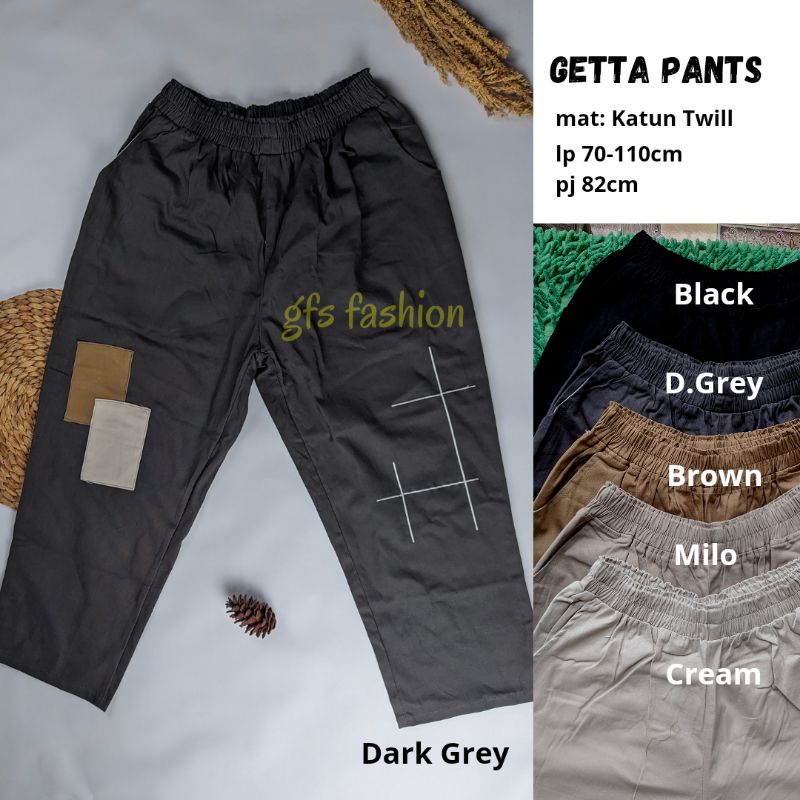 Getta Pants Celana Korea | Celana Panjang Wanita Jumbo katun Twill