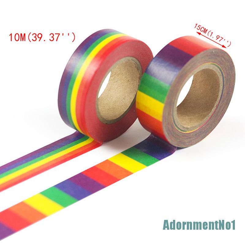 (AdornmentNo1) 10m / Roll Tape / Selotip Warna Pelangi Untuk Dekorasi Album Foto / Scrapbook