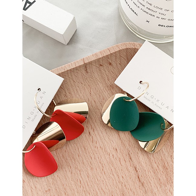 LRC Anting Tusuk Fashion Geometric Round Contrast 925 Silver Stud Earrings F8050X