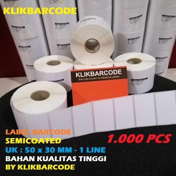 

LABEL SEMICOAT 50X30 1LINE 1000 PCS - KERTAS BARCODE 50 X 30 1 LINE - PUTIH FO