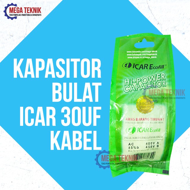 Capasitor / Kapasitor Pompa Air Bulat Kabel 30uf Icar Panasonic Smz
