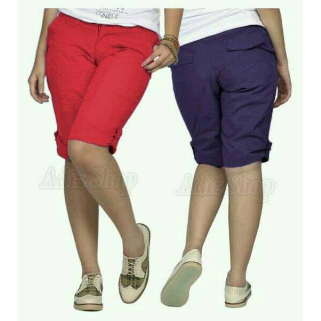 Celana Pendek Wanita, Celana 3/4 Katun Twill