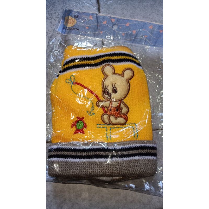 Topi Bayi Rajut Tebal Bordir Cowok / Topi Bayi Laki Laki  Motif Bordir Lucu 0 - 12m