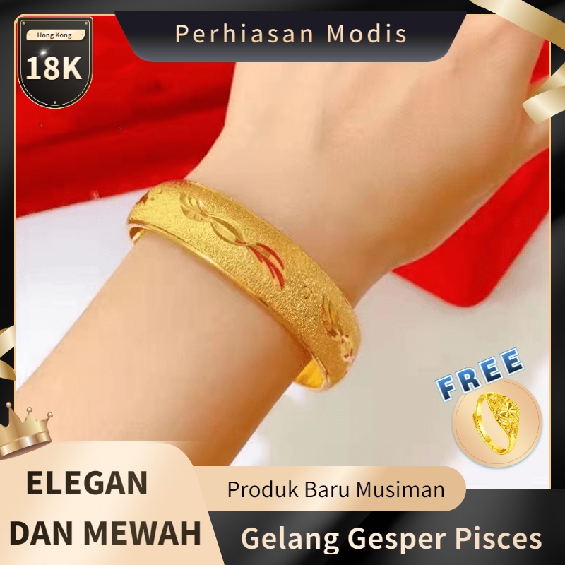 Gelang Emas Wanita Hong Kong Fashion Sederhana Gelang Hadiah Ulang Tahun-2