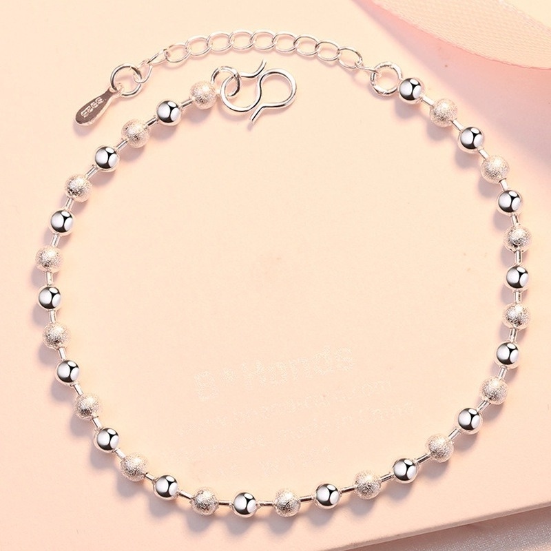 Gelang Rantai Liontin Bunga Hati Bahan 925 Silver Untuk Wanita