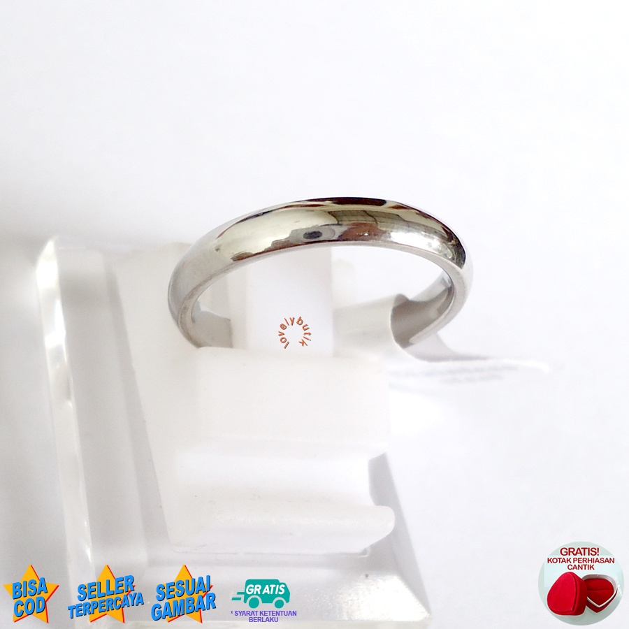 Lovelybutik Cincin Couple Tunangan Titanium Antikarat Anemone Cincin Titanium Wanita Pria Bonus Kotak Perhiasan