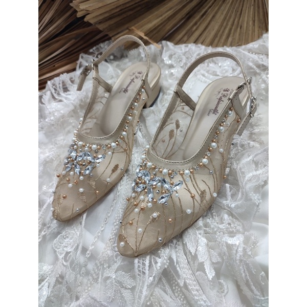 sepatu Rafaizoutfit tisya gold sepatu wanita sepatu wedding 3cm tahu