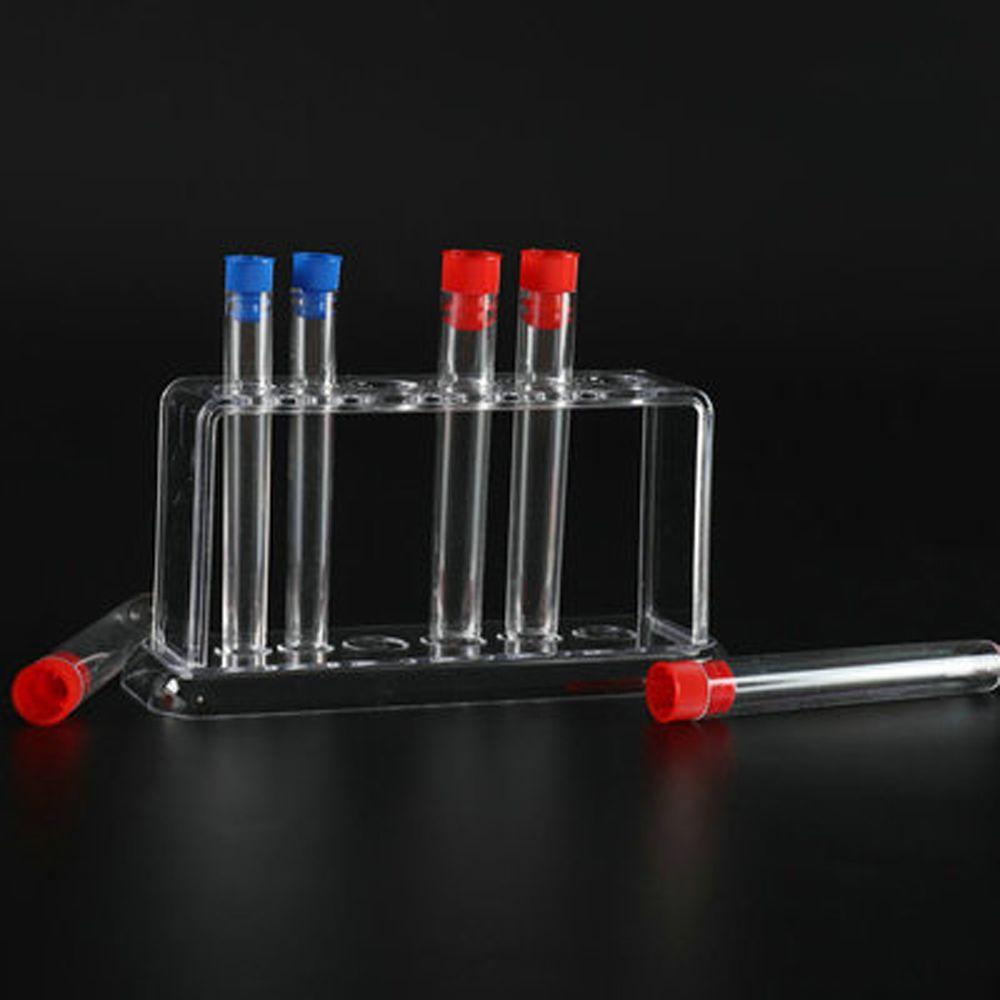 Rak Holder Tabung Reaksi Bahan Plastik Bening Ukuran 16.7x8 X 3cm Dengan 6 Lubang Untuk Percobaan Ilmiah