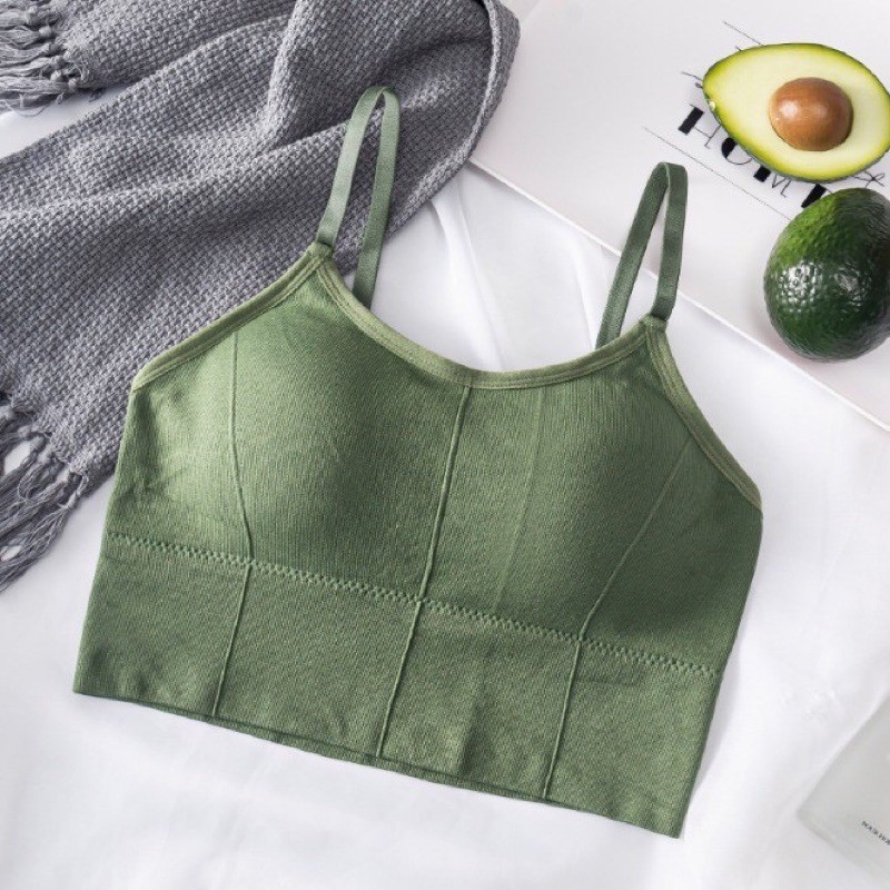 MAY STAR Bra Wanita Bra Polos Yoga Bra Push Up Tanpa Kawat Sport Bra Impor murah B3-Bra-3 Hijau