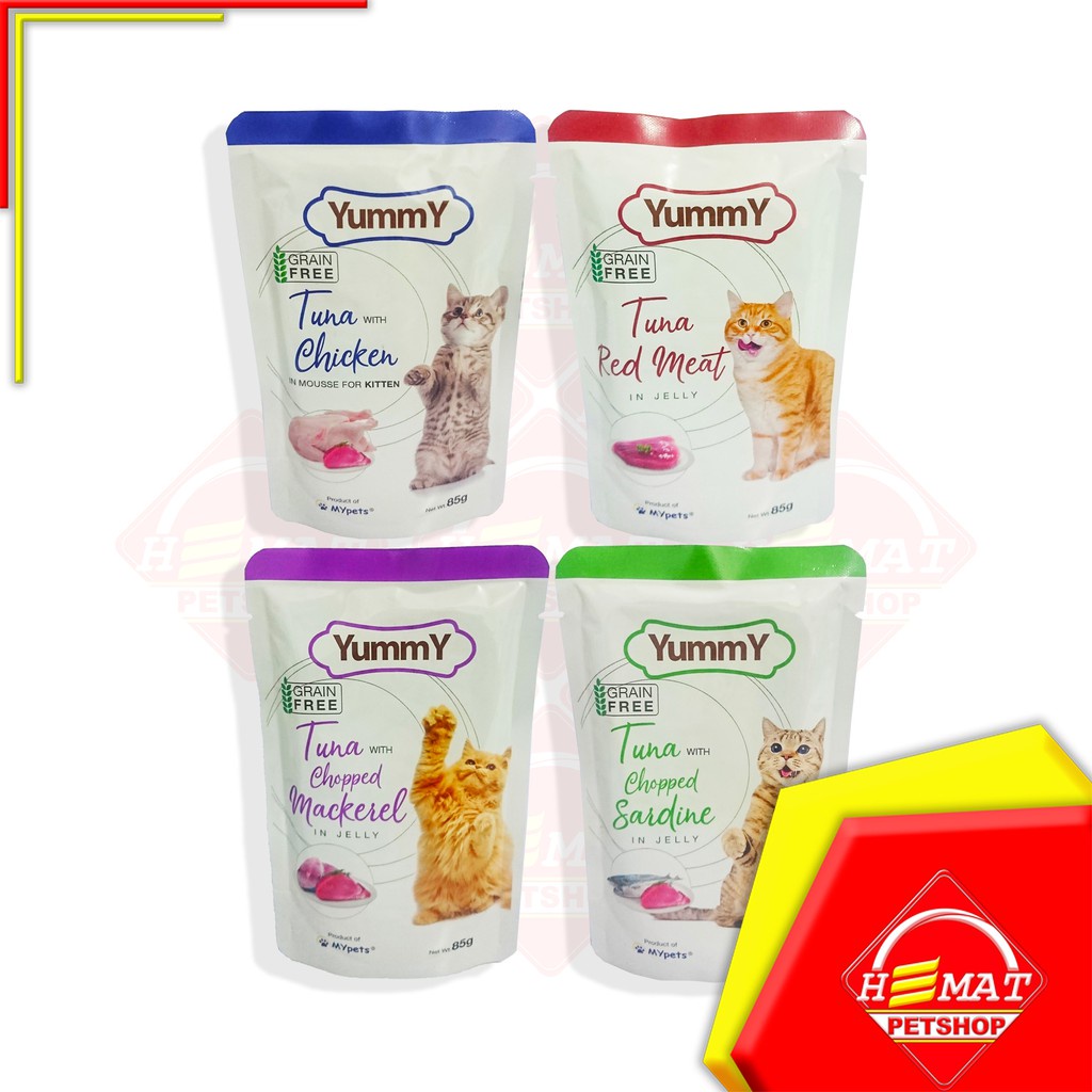 Makanan Kucing Yummy Pouch Sachet 85 Gram Cat Wet Food Yummi 85gr