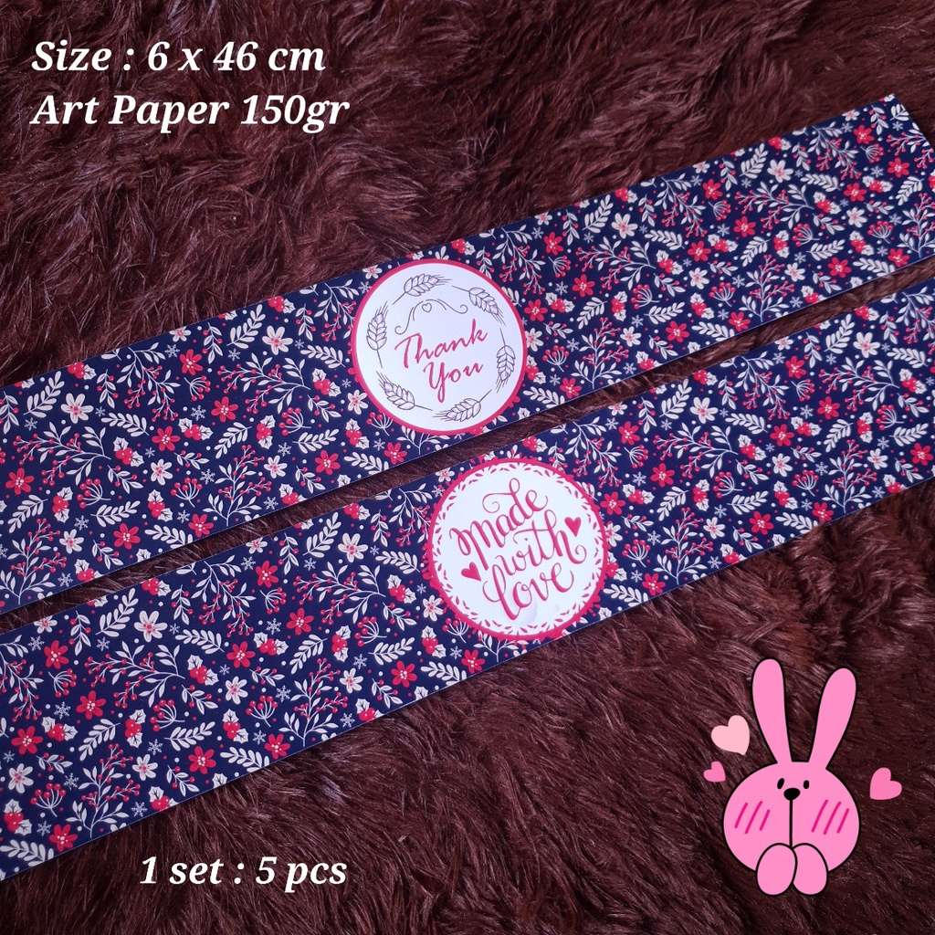 

(5pcs) Paperbelt Dus Hampers Selongsong Kardus Paper Belt Tulisan Thank You / Made With Love