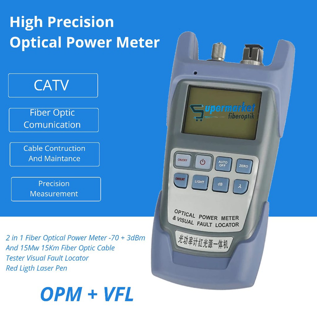 Optical Power Meter 2 In 1 Plus VFL 10MW No Brand Warna Biru