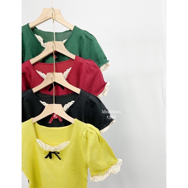 MDLV ~ 1386 KNIT RIBBON TOPS KOREA ATASAN RAJUT KOREA TOP RAJUT KOREA ATASAN IMPORT FASHION IMPORT