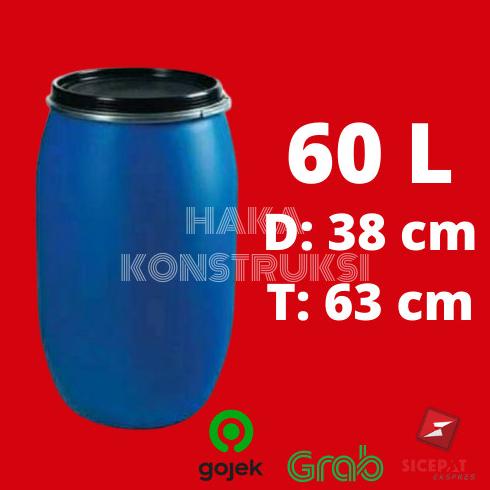 TONG / DRUM AIR / DRUM TEMPAT SAMPAH PLASTIK TEBAL 60 LITER L - BIRU