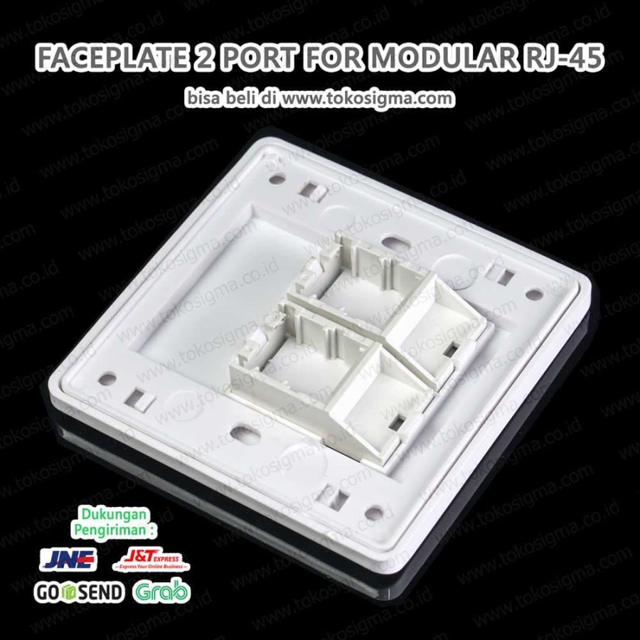 FACEPLATE DUAL PORT WITH 2 x RJ-45 MODULAR JACK