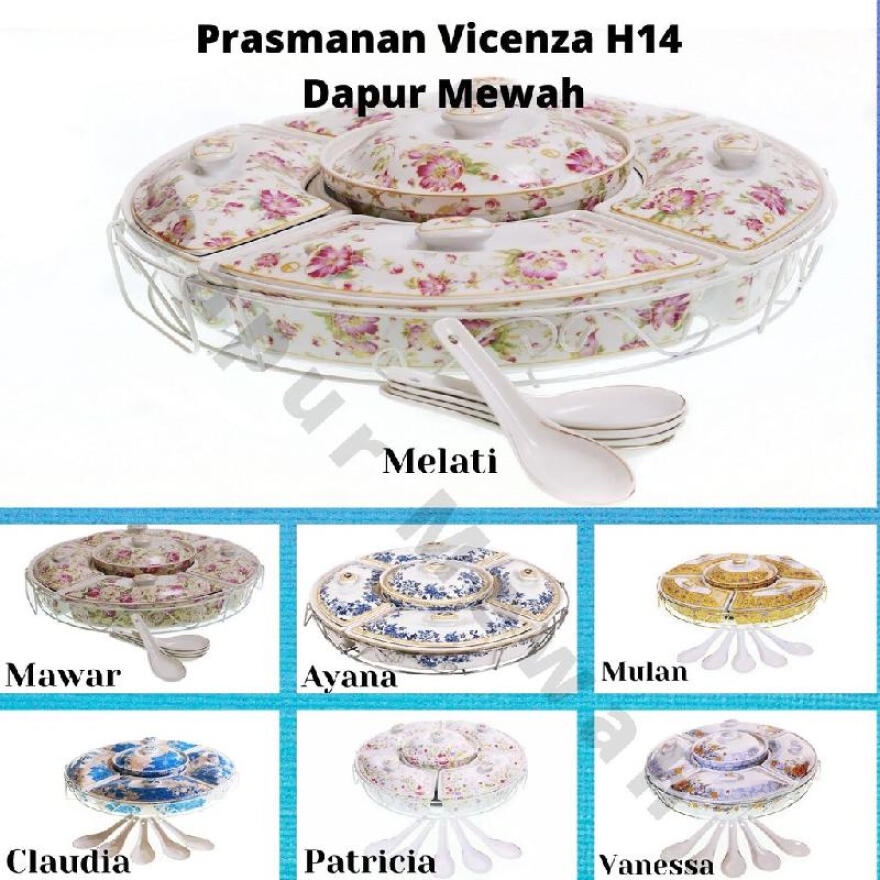 Prasmanan Vicenza Original  H14  + 5 Buah Sendok dan Rak Putar