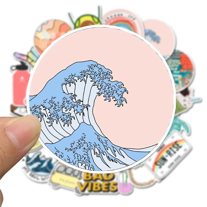 50 exquisite cartoon small fresh stickers graffiti waterproof skateboard luggage tablet decoration personalized stickers