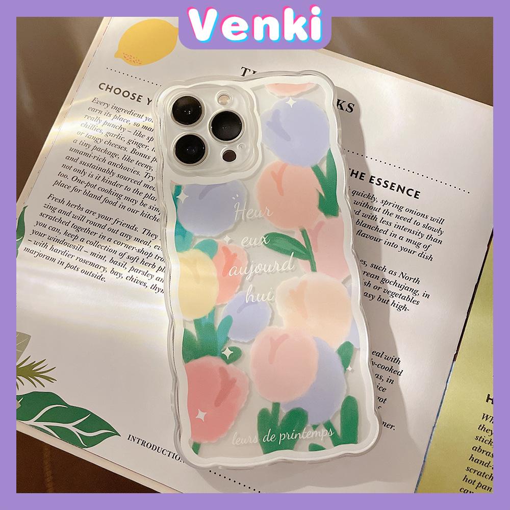 iPhone Case Silicone Soft Case Clear Case Wave Non-Slip Shockproof Camera Full Coverage Protection Tulip Flower For iPhone 13 Pro Max iPhone 12 Pro Max iPhone 11 iPhone 7 Plus