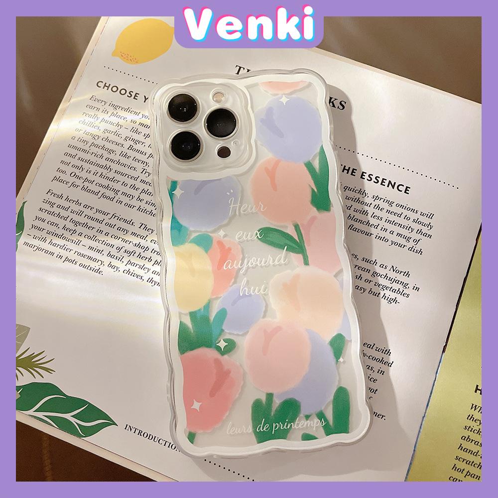 iPhone Case Silicone Soft Case Clear Case Wave Non-Slip Shockproof Camera Full Coverage Protection Tulip Flower For iPhone 13 Pro Max iPhone 12 Pro Max iPhone 11 iPhone 7 Plus