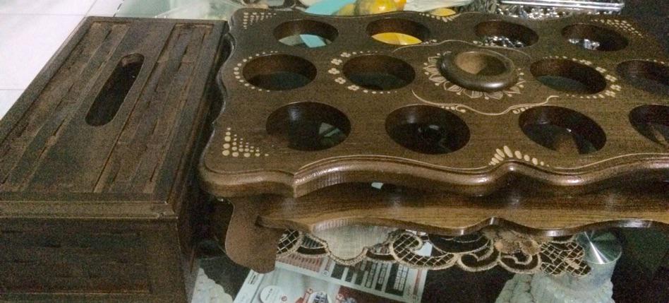 Tempat Aqua Gelas Kayu Jati Persegi Panjang