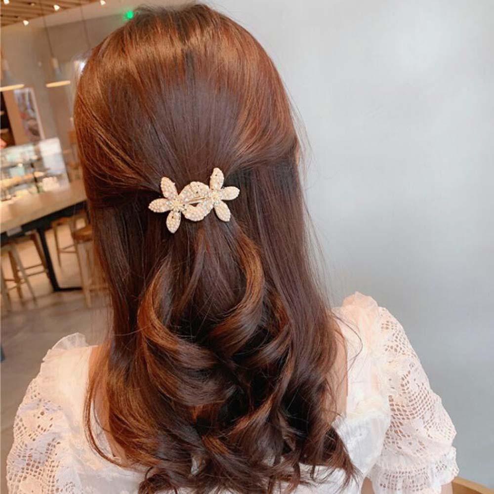 NEEDWAY Bow Hair Clip Trendy Elegan Mutiara Kupu-Kupu Perhiasan Logam Jepit Rambut