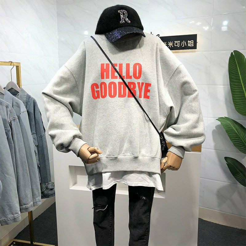 S - XXXXXL(6XL) Sweater OVERSIZE HELLO GOODBYE BIGSIZE Korean Style /Sweatshirt Long Sleeve Women Fashion Jaket Harajuku Crewneck Oblong Jumbo