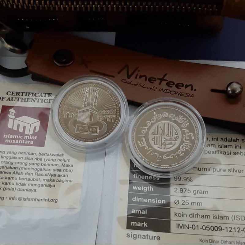 Koin 1 Dirham IMN Limited 2.975g bukan Wakala Lm Antam Sala Nubex IMN Dinar Dirham Mahar perak